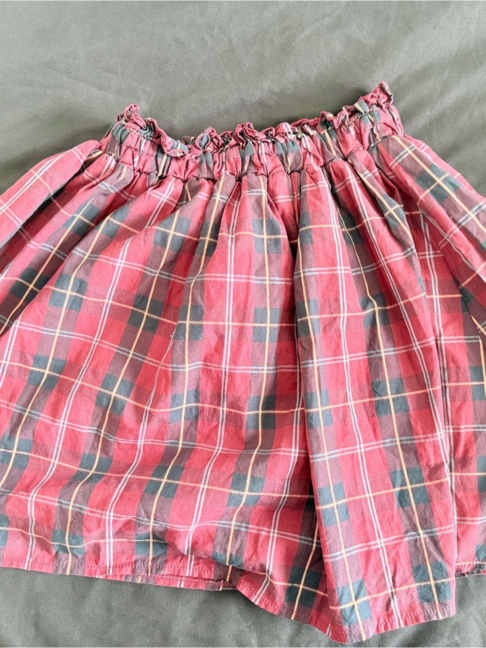 Evelyn Japan Red Plaid Tartan Mini Skirt Ruffle Waist Kawaii J-Fashion